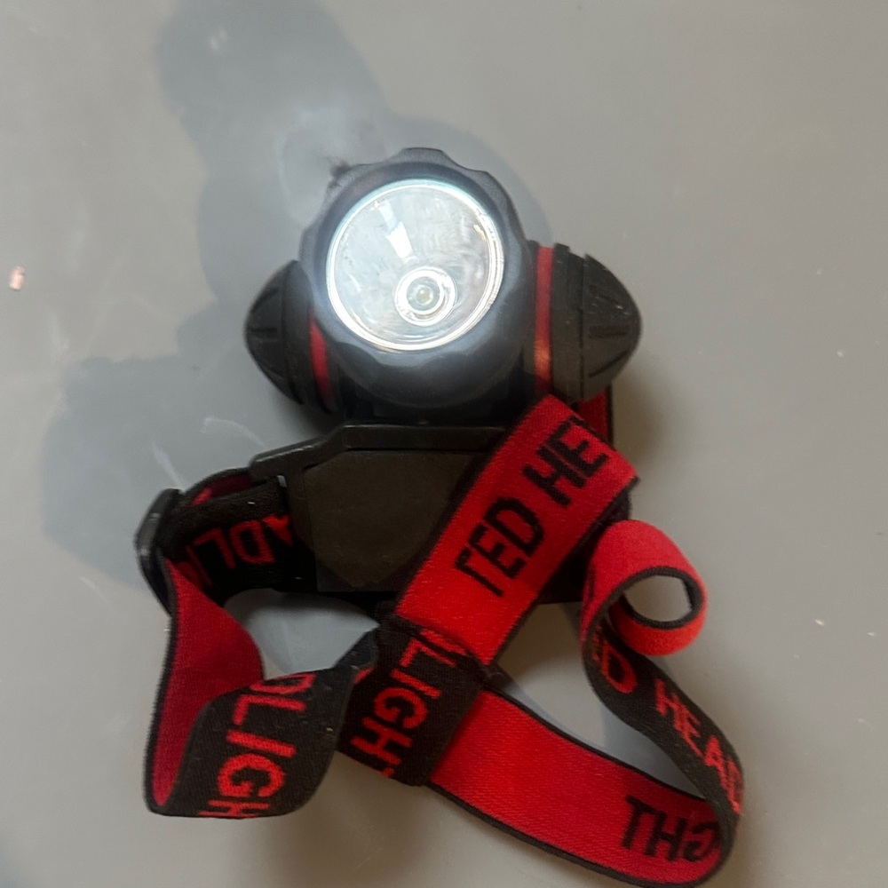 Red and Black Headlamp with Adjustable Strap